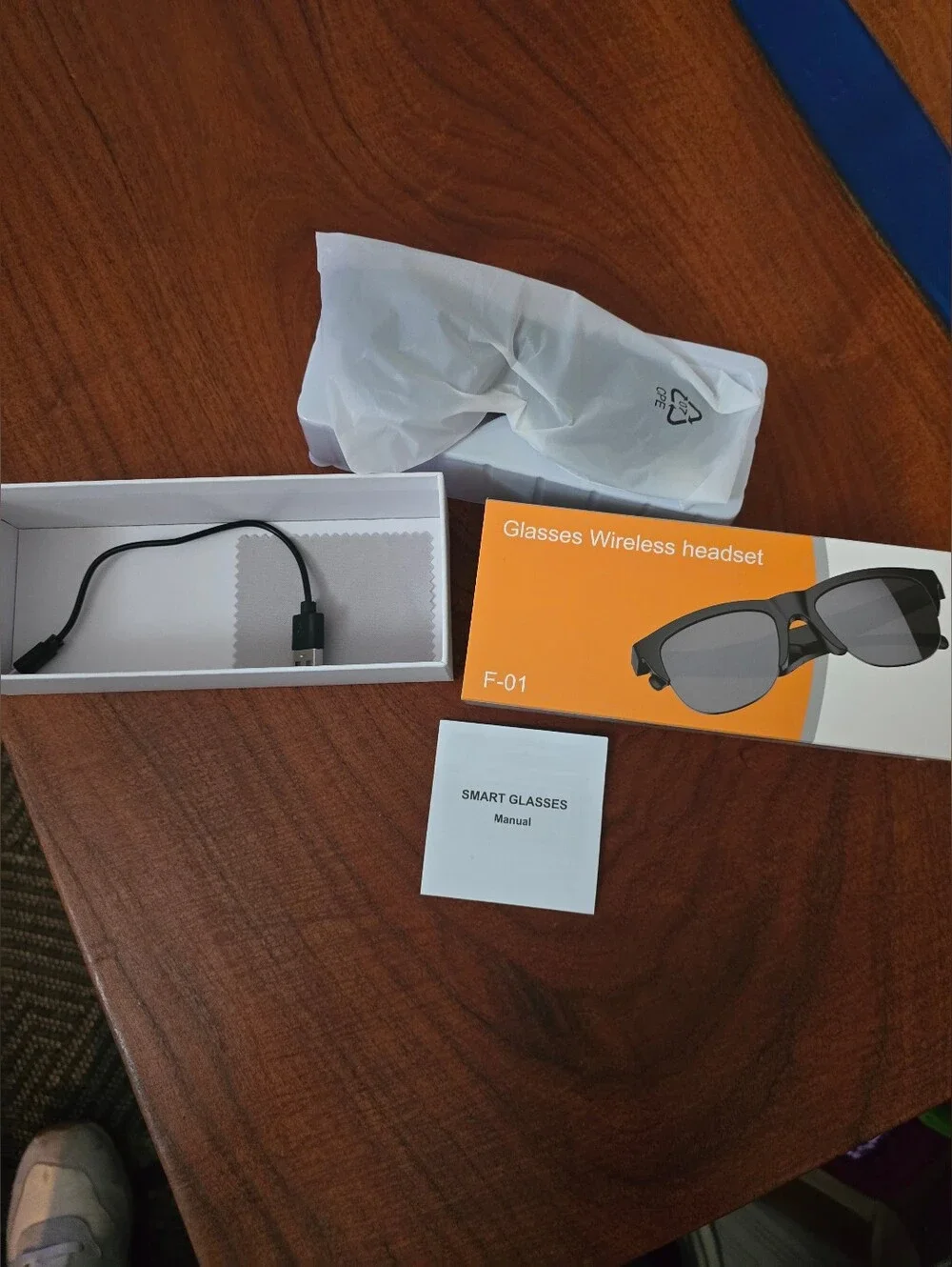 F-01 Smart Glasses Wireless Headset in Black and Gray